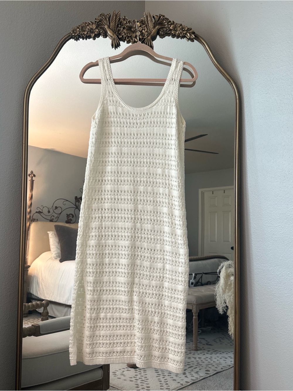 Old Navy Ivory Crochet Midi Tank Dress